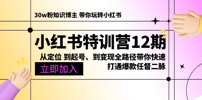 （10666期）小红书特训营12期：从定位 到起号、到变现全路径带你快速打通爆款任督二脉-主题库网创