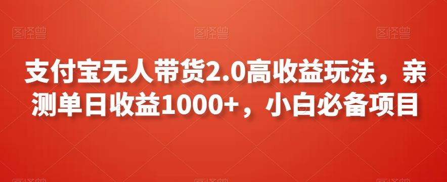 支付宝无人带货2.0高收益玩法，亲测单日收益1000+，小白必备项目【揭秘】-主题库网创