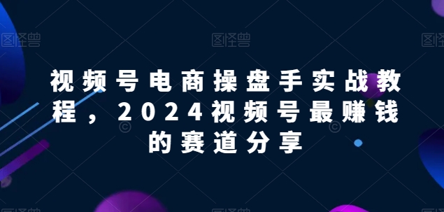 视频号电商实战教程，2024视频号最赚钱的赛道分享-主题库网创