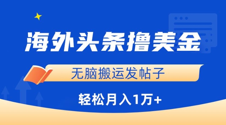 海外头条撸美金，无脑搬运发帖子，月入1万+，小白轻松掌握-主题库网创