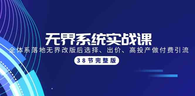 无界系统实战课：全体系落地无界改版后选择、出价、高投产做付费引流-38节-主题库网创