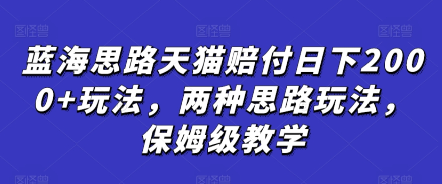 蓝海思路天猫赔付日下2000+玩法，两种思路玩法，保姆级教学【仅揭秘】-主题库网创