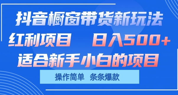 抖音橱窗带货新玩法，单日收益几张，操作简单，条条爆款-主题库网创