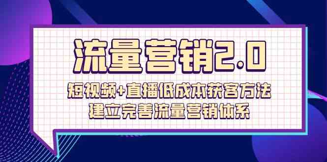 流量营销2.0：短视频+直播低成本获客方法，建立完善流量营销体系（72节）-主题库网创