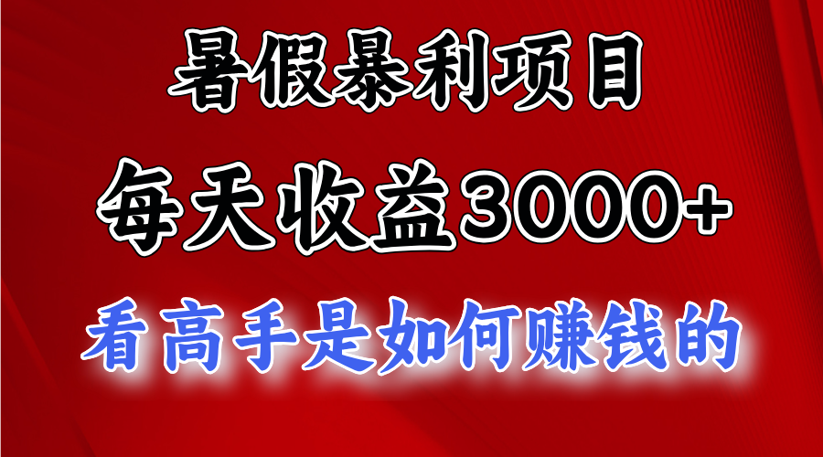 暑假暴利项目，每天收益3000+ 努努力能达到5000+，暑假大流量来了-主题库网创