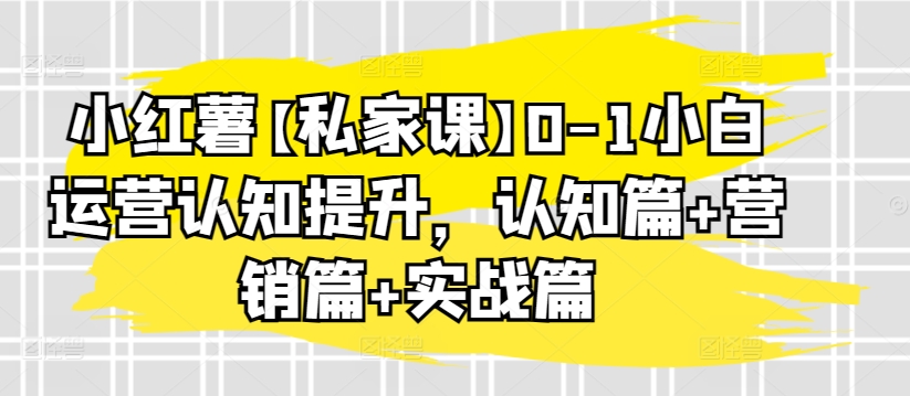 小红薯【私家课】0-1小白运营认知提升，认知篇+营销篇+实战篇-主题库网创