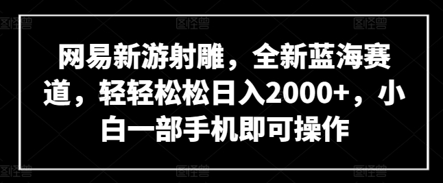 网易新游射雕，全新蓝海赛道，轻轻松松日入2000+，小白一部手机即可操作-主题库网创