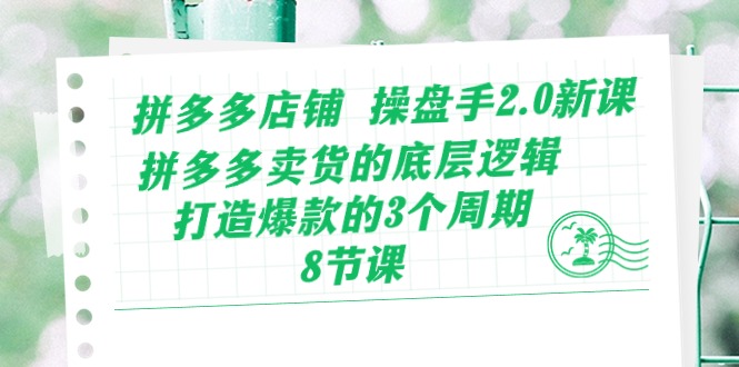 拼多多店铺操盘手2.0新课，拼多多卖货的底层逻辑，打造爆款的3个周期（8节）-主题库网创