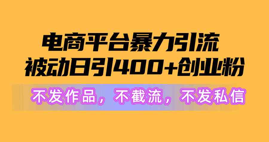 （10168期）电商平台暴力引流,被动日引400+创业粉不发作品，不截流，不发私信-主题库网创