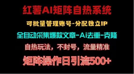 红薯矩阵自热系统，独家不死号引流玩法！矩阵操作日引流500+-主题库网创