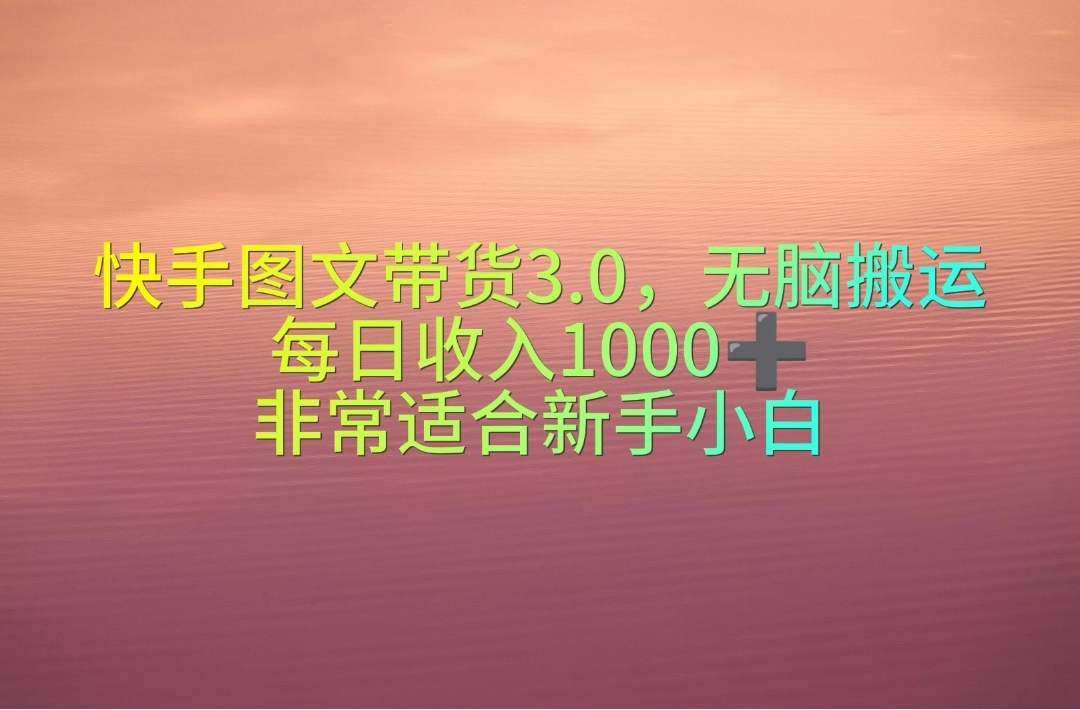 （10252期）快手图文带货3.0，无脑搬运，每日收入1000＋，非常适合新手小白-主题库网创