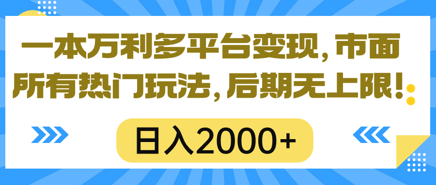 （10311期）一本万利多平台变现，市面所有热门玩法，日入2000+，后期无上限！-主题库网创