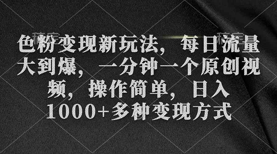 （9282期）色粉变现新玩法，每日流量大到爆，一分钟一个原创视频，操作简单，日入1…-主题库网创