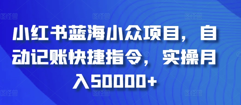 小红书蓝海小众项目，自动记账快捷指令，实操月入50000+-主题库网创