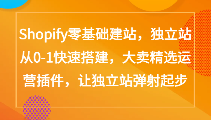 Shopify零基础建站，独立站从0-1快速搭建，大卖精选运营插件，让独立站弹射起步-主题库网创