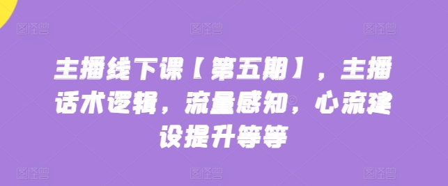 主播线下课【第五期】，主播话术逻辑，流量感知，心流建设提升等等-主题库网创