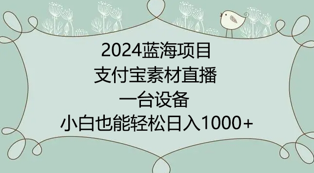 2024年蓝海项目，支付宝素材直播，无需出境，小白也能日入1000+ ，实操教程-主题库网创