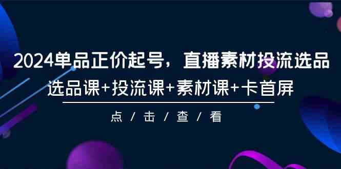 （9718期）2024单品正价起号，直播素材投流选品，选品课+投流课+素材课+卡首屏-101节-主题库网创