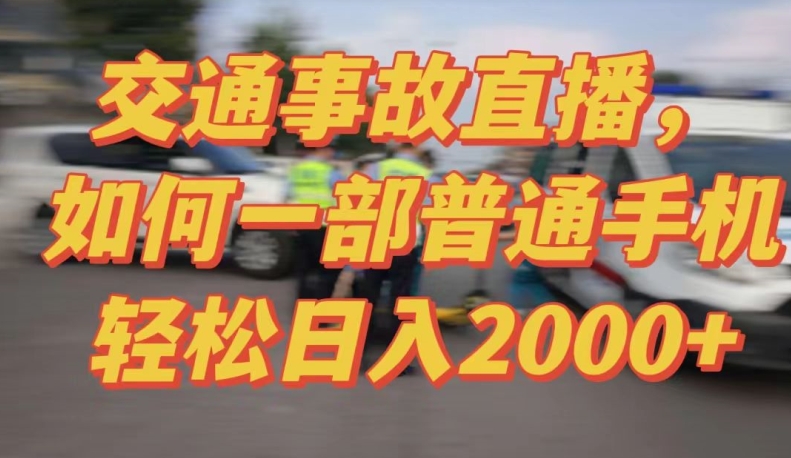 2024最新玩法半无人交通事故直播，实战式教学，轻松日入2000＋，人人都可做-主题库网创