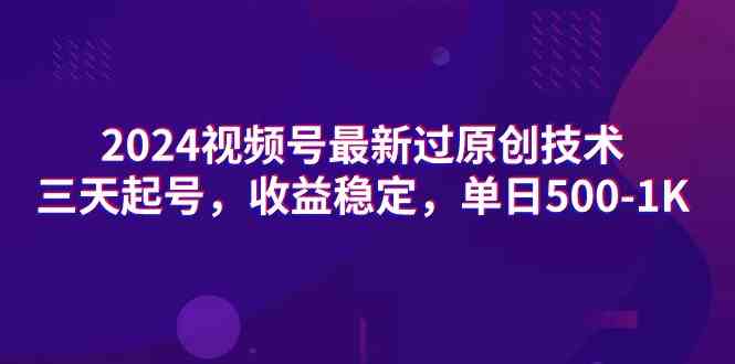 （9506期）2024视频号最新过原创技术，三天起号，收益稳定，单日500-1K-主题库网创