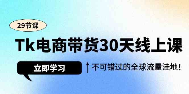 Tk电商带货30天线上课，不可错过的全球流量洼地（29节课）-主题库网创