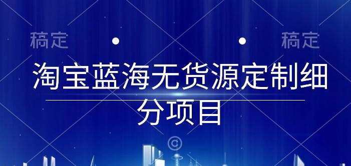 淘宝蓝海无货源定制细分项目，从0到起店实操全流程-主题库网创