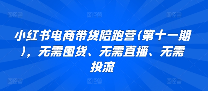 小红书电商带货陪跑营(第十一期)，无需囤货、无需直播、无需投流-主题库网创