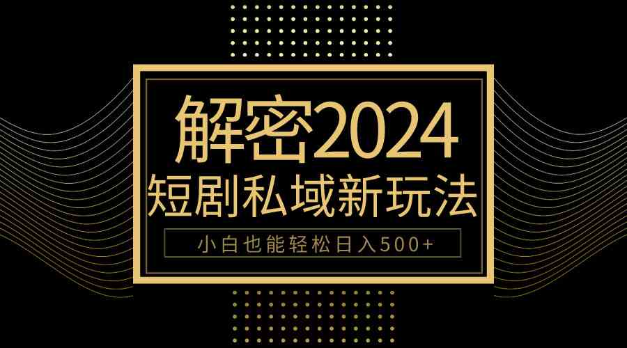 （9951期）10分钟教会你2024玩转短剧私域变现，小白也能轻松日入500+-主题库网创