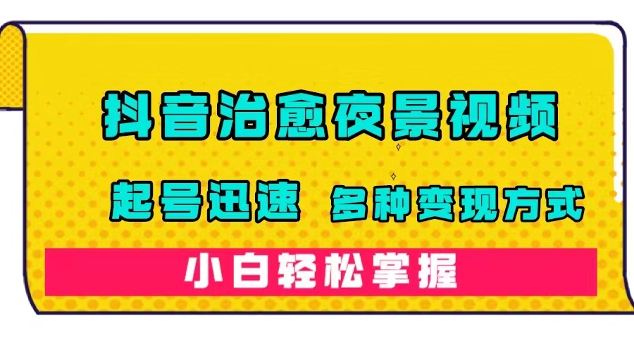 抖音治愈系夜景视频，起号迅速，多种变现方式，小白轻松掌握（附120G素材）-主题库网创