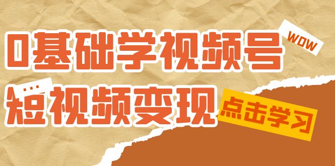 0基础学-视频号短视频变现：适合新人学习的短视频变现课（10节课）-主题库网创