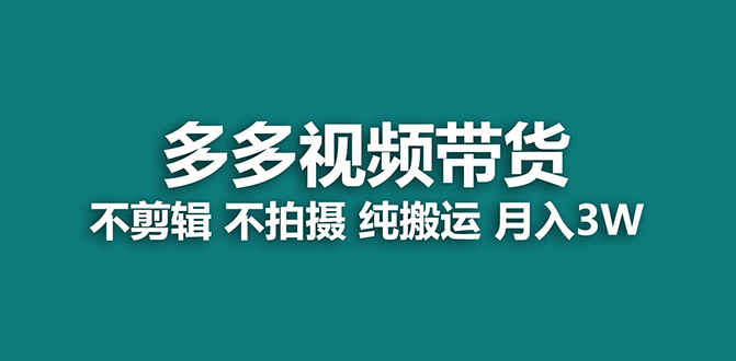 【蓝海项目】多多视频带货，纯搬运一个月搞了5w佣金，小白也能操作【揭秘】-主题库网创