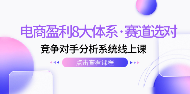 电商盈利8大体系·赛道选对，竞争对手分析系统线上课（12节）-主题库网创