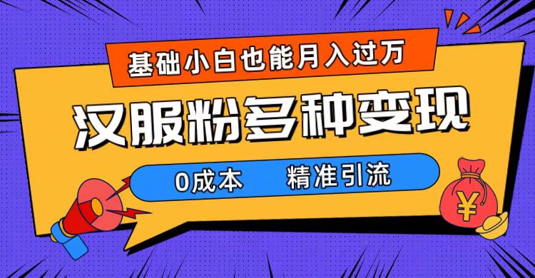 一部手机精准引流汉服粉，0成本多种变现方式，小白月入过万（附素材+工具）-主题库网创