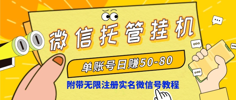 微信托管挂机，单号日赚50-80，项目操作简单（附无限注册实名微信号教程）-主题库网创