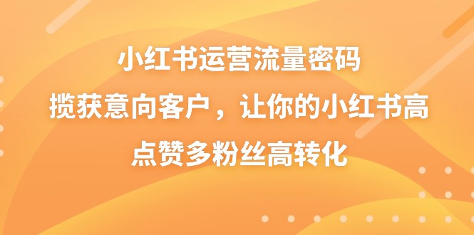 小红书运营流量密码，揽获意向客户，让你的小红书高点赞多粉丝高转化-主题库网创