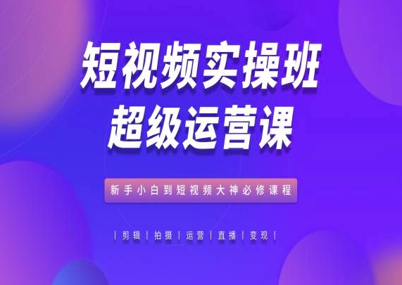 短视频实操班超级运营课，新手小白到短视频大神必修课程-主题库网创