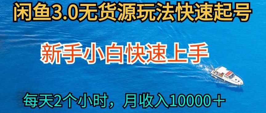 2024最新闲鱼无货源玩法，从0开始小白快手上手，每天2小时月收入过万-主题库网创