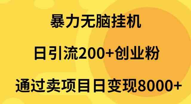 （9788期）暴力无脑挂机日引流200+创业粉通过卖项目日变现2000+-主题库网创