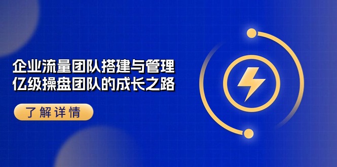 （10837期）企业 流量团队-搭建与管理，亿级 操盘团队的成长之路（28节课）-主题库网创