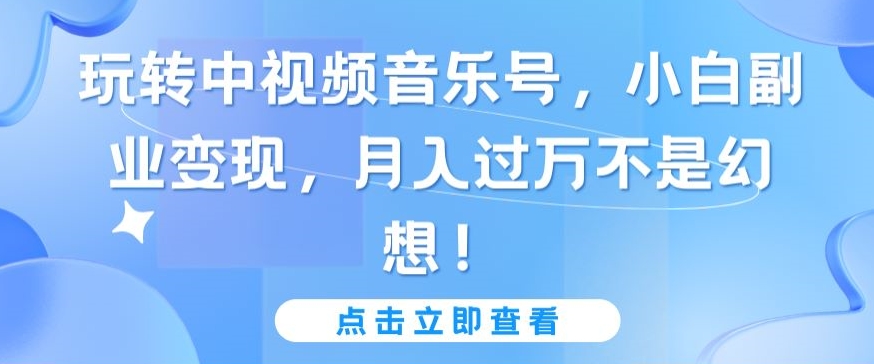 玩转中视频音乐号，小白副业变现，月入过万不是幻想-主题库网创