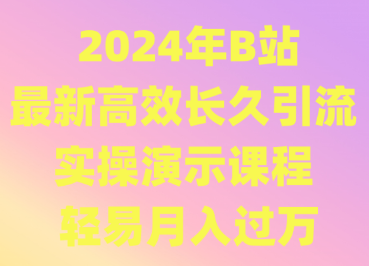 2024年B站最新高效长久引流法 实操演示课程 轻易月入过万-主题库网创