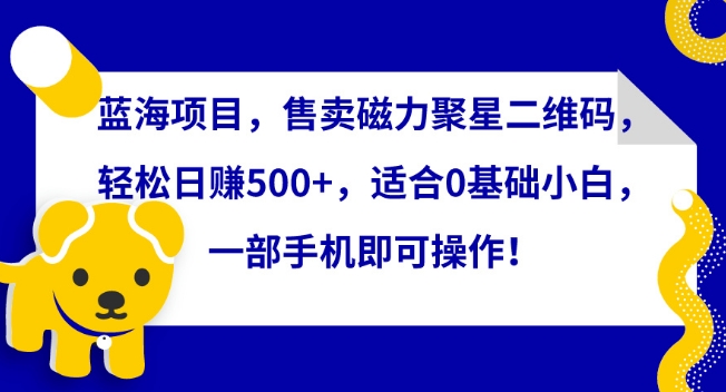 蓝海项目，售卖磁力聚星二维码，轻松日赚500+，适合0基础小白，一部手机即可操作-主题库网创