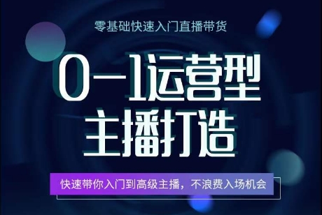 0-1运营型主播打造，​快速带你入门高级主播，不浪费入场机会-主题库网创