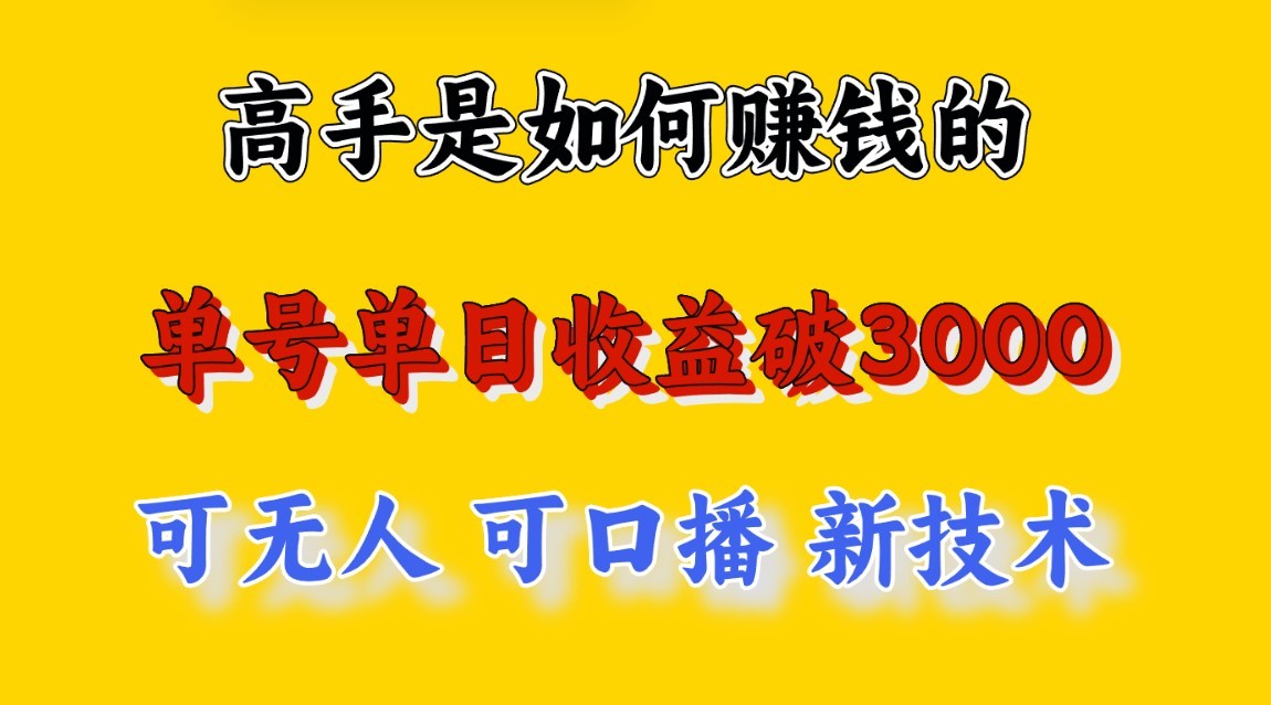 高手是如何赚钱的，一天收益至少3000+以上，小白当天就能够上手，这是穷人翻盘的一…-主题库网创