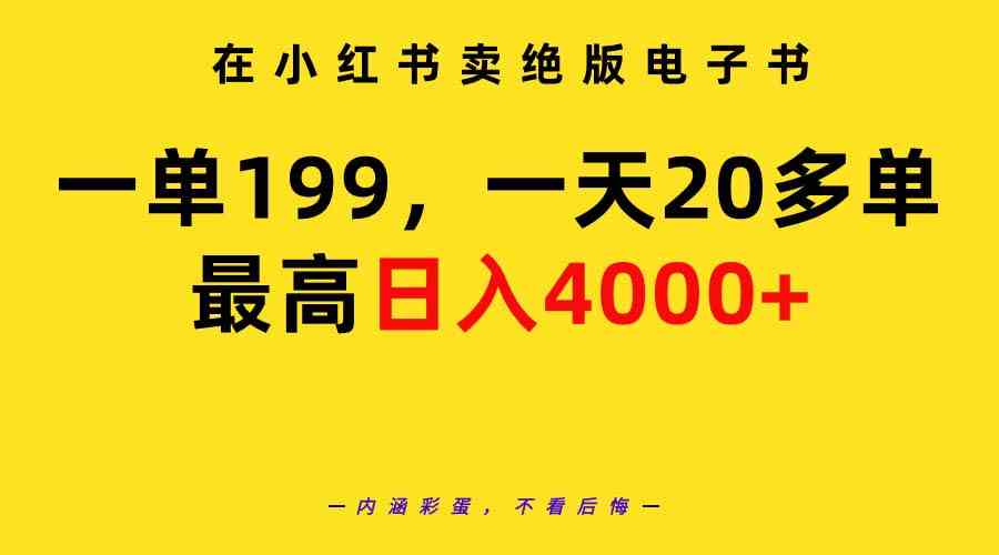 （9401期）在小红书卖绝版电子书，一单199 一天最多搞20多单，最高日入4000+教程+资料-主题库网创