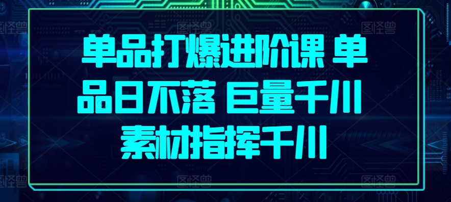 单品打爆进阶课 单品日不落 巨量千川 素材指挥千川-主题库网创