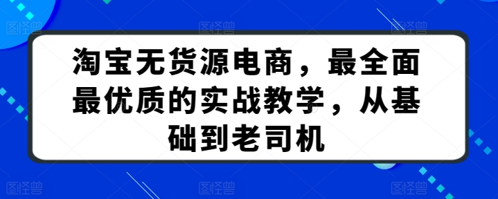 淘宝无货源电商，最全面最优质的实战教学，从基础到老司机-主题库网创