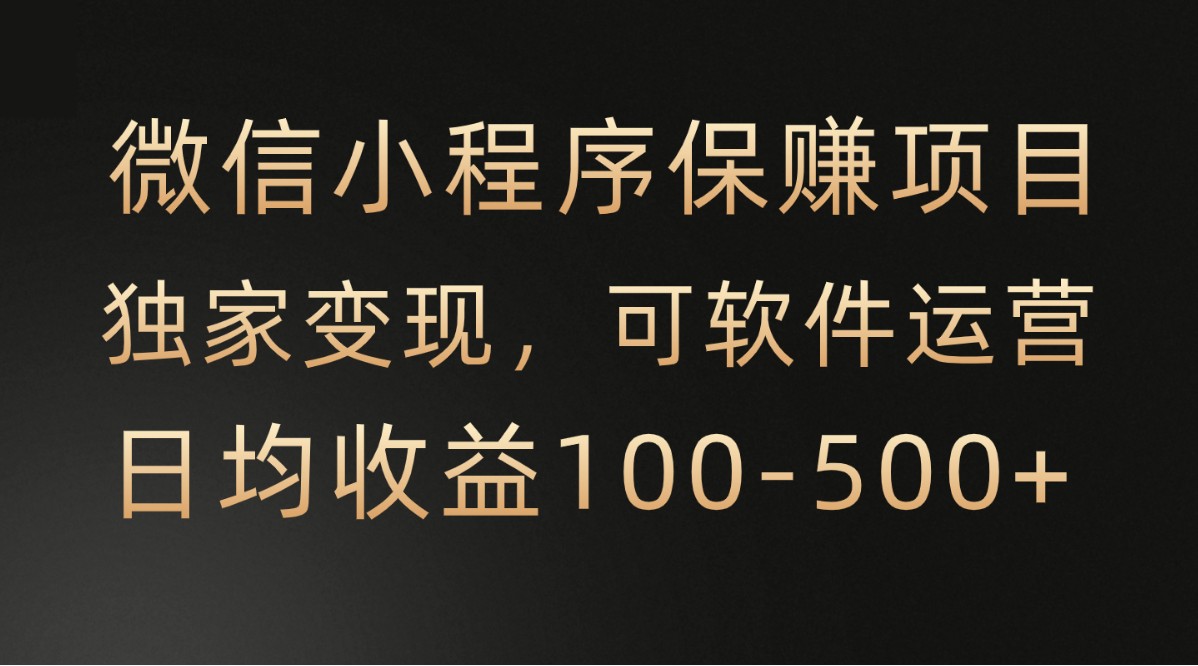 微信小程序，腾讯保赚项目，可软件自动运营，日均100-500+收益有保障-主题库网创