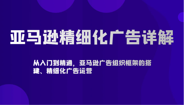 亚马逊精细化广告详解-从入门到精通，亚马逊广告组织框架的搭建、精细化广告运营-主题库网创