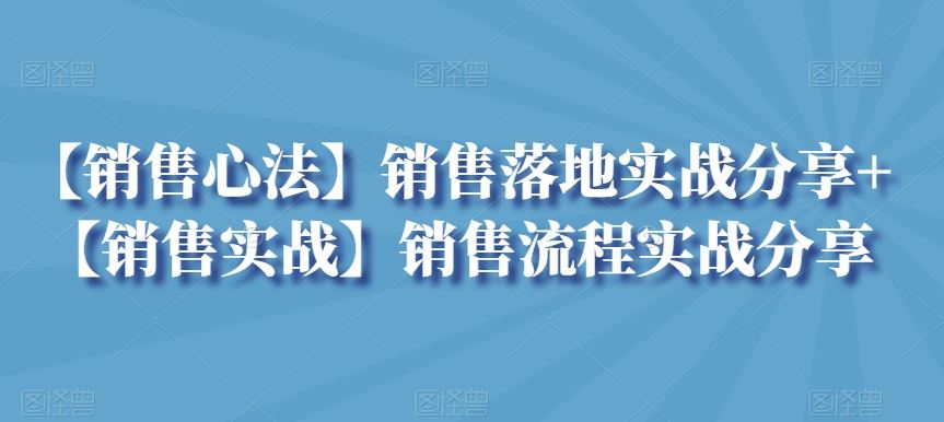 【销售心法】销售落地实战分享+【销售实战】销售流程实战分享-主题库网创